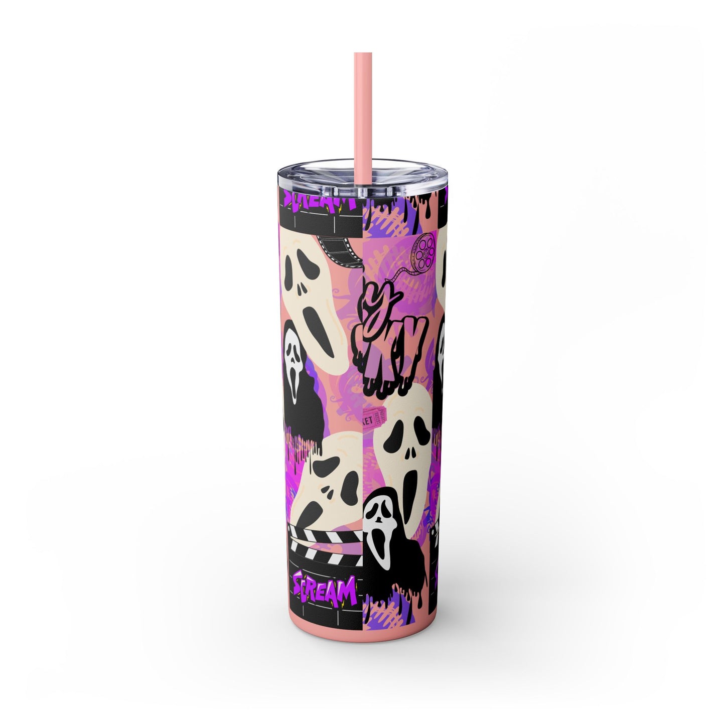 Ts1st - "Sip on Style: Ghost Face-Inspired Maars Personalized Skinny Tumblers"