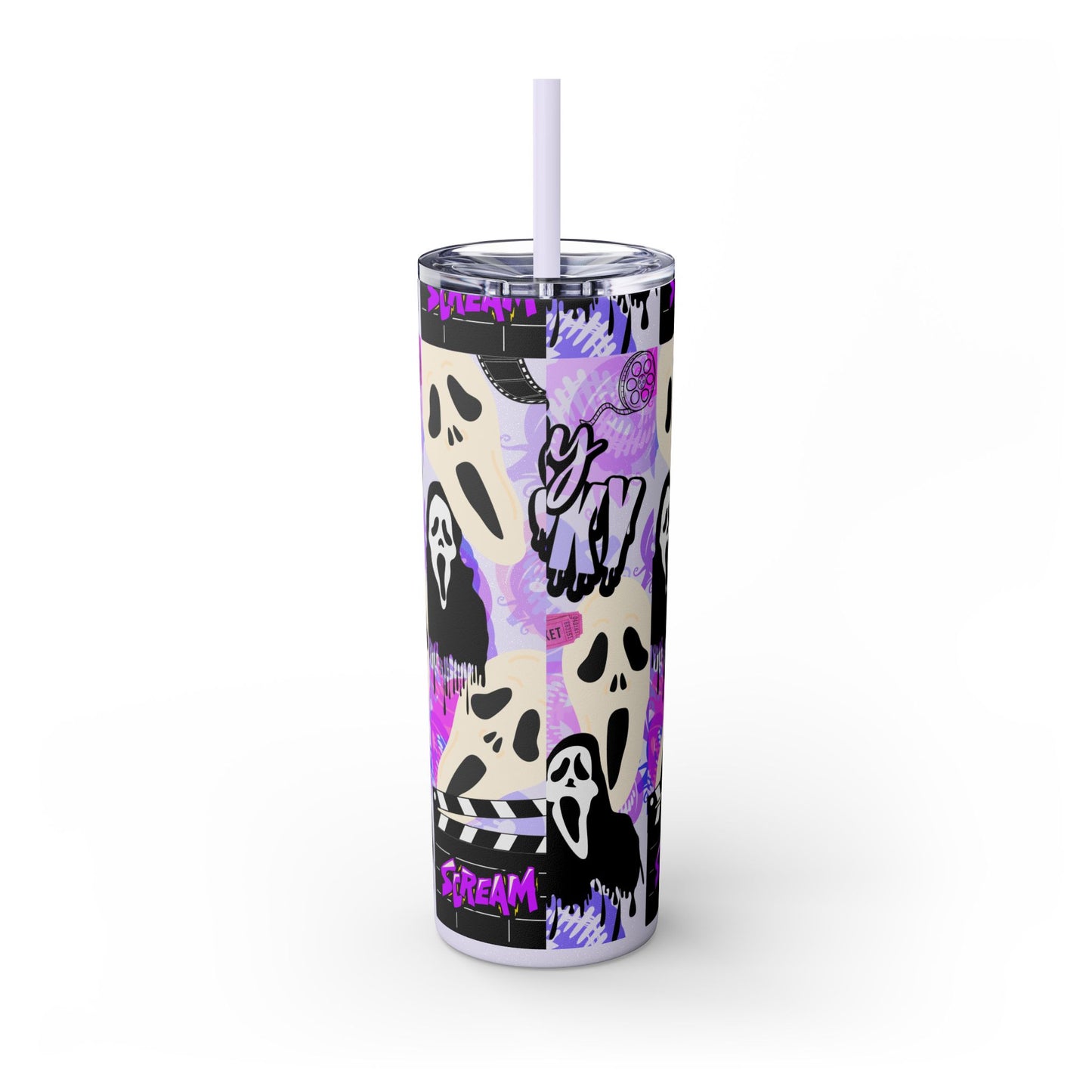 Ts1st - "Sip on Style: Ghost Face-Inspired Maars Personalized Skinny Tumblers"