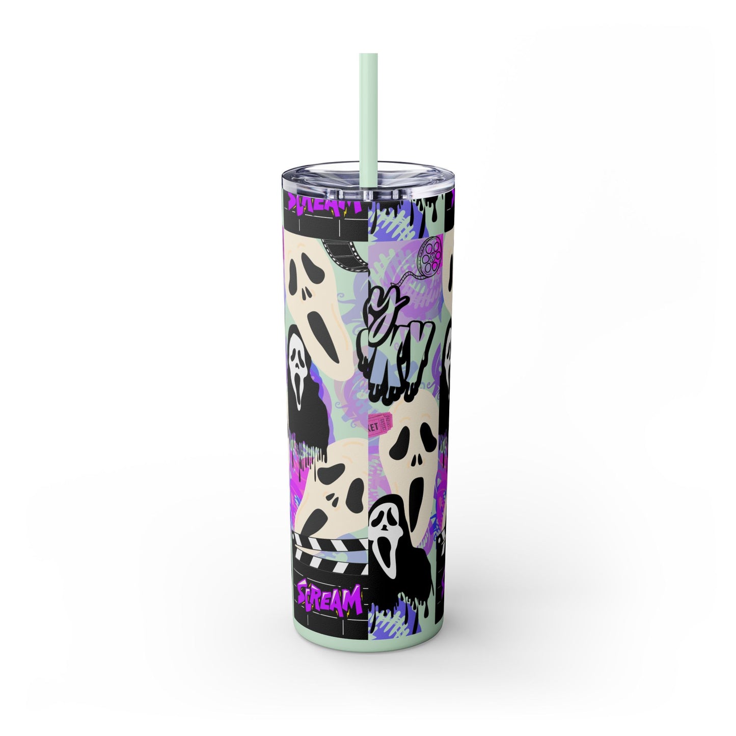 Ts1st - "Sip on Style: Ghost Face-Inspired Maars Personalized Skinny Tumblers"