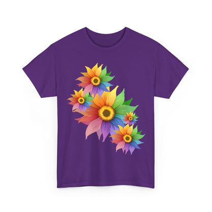 Ts1st Rainbow Sunflower Unisex Heavy Cotton Tee