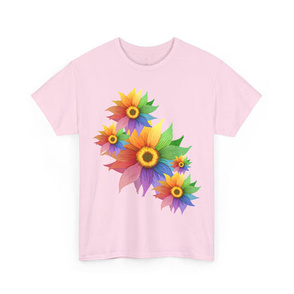 Ts1st Rainbow Sunflower Unisex Heavy Cotton Tee