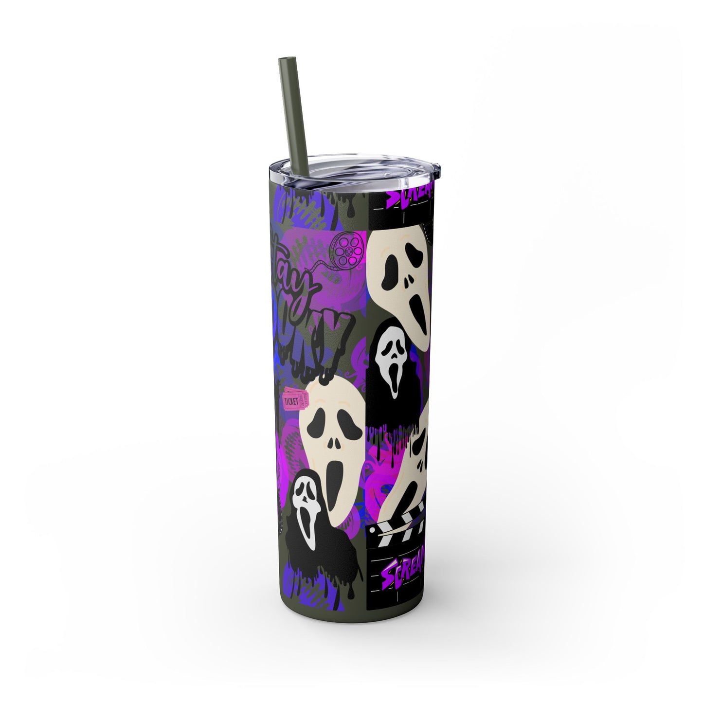 Ts1st - "Sip on Style: Ghost Face-Inspired Maars Personalized Skinny Tumblers"