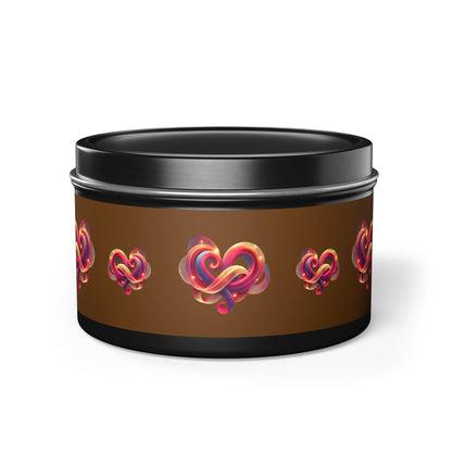 Knotted Heart Design Aromatherapy Tin Candle – Custom Hand-Poured with Coconut Soy Wax