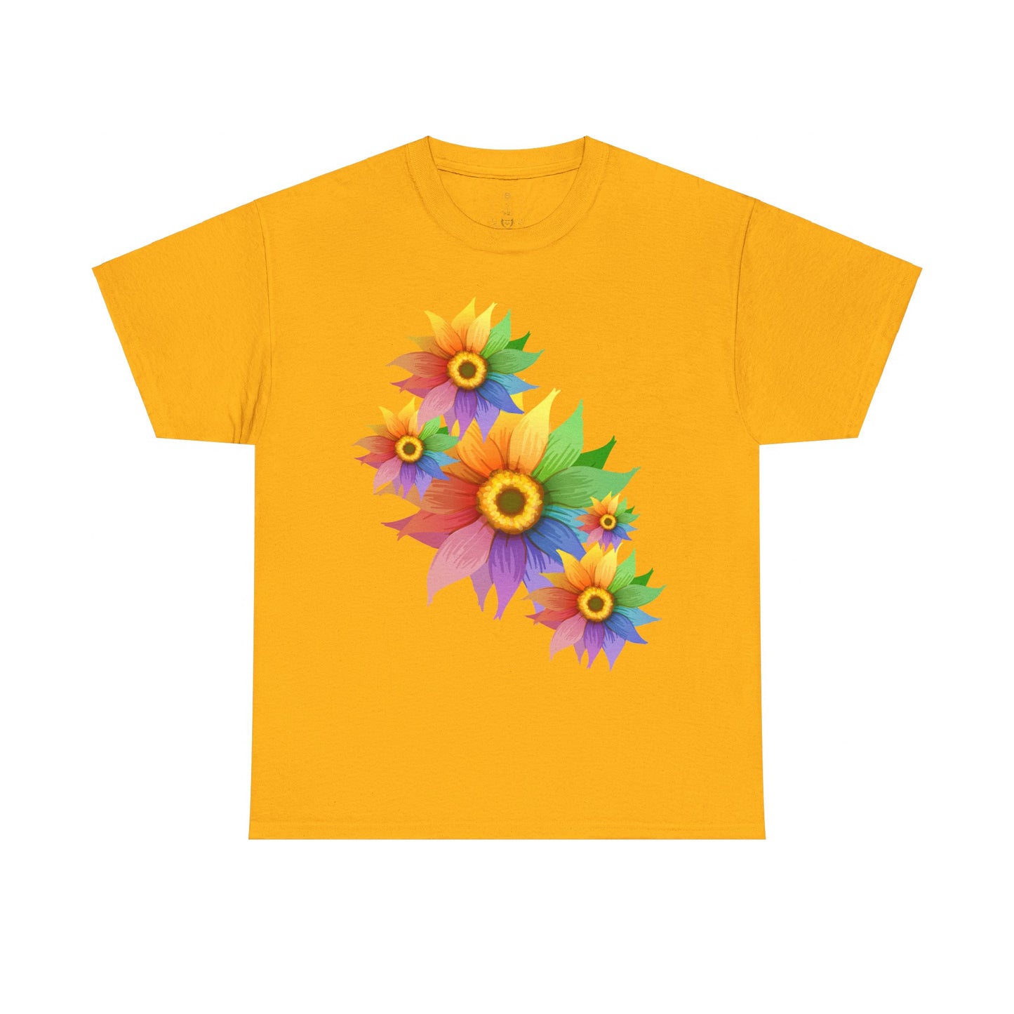 Ts1st Rainbow Sunflower Unisex Heavy Cotton Tee