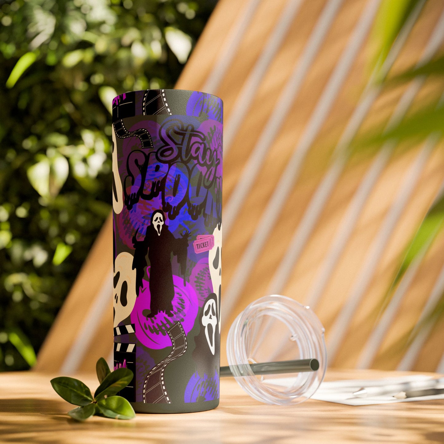 Ts1st - "Sip on Style: Ghost Face-Inspired Maars Personalized Skinny Tumblers"