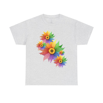 Ts1st Rainbow Sunflower Unisex Heavy Cotton Tee