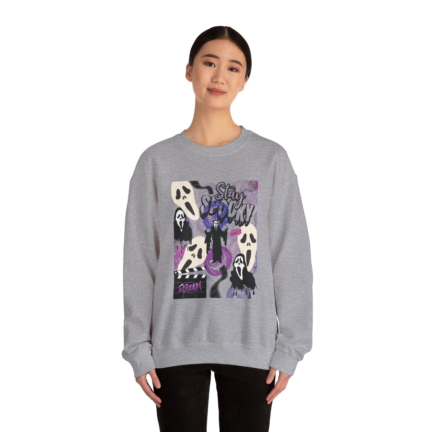 Ts1st - Ghost Face Inspired Unisex Heavy Blend Crewneck Sweatshirt