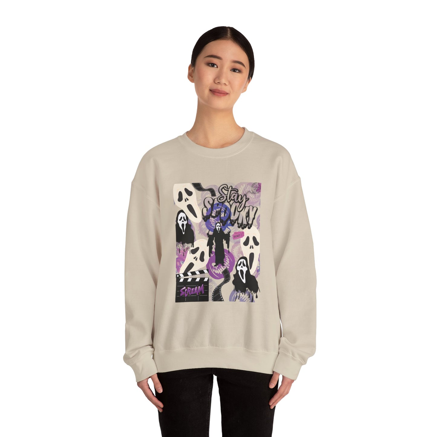 Ts1st - Ghost Face Inspired Unisex Heavy Blend Crewneck Sweatshirt