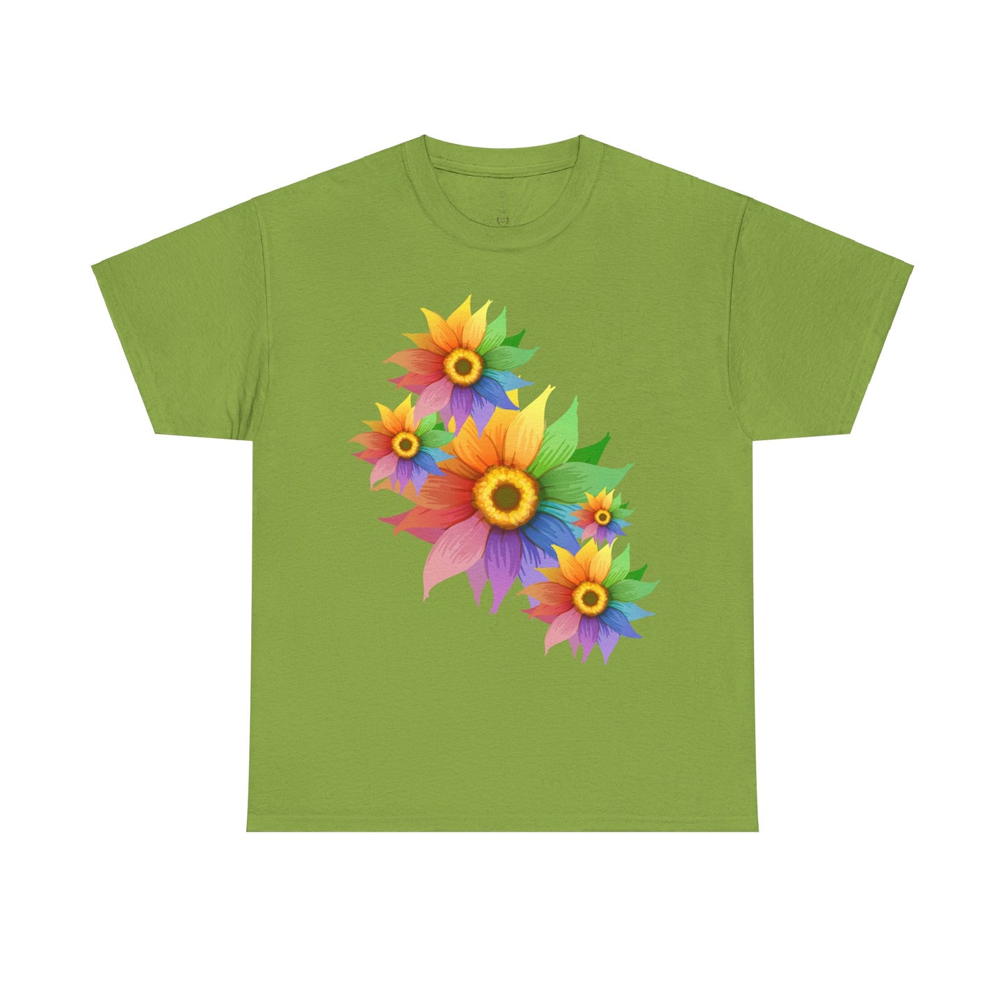 Ts1st Rainbow Sunflower Unisex Heavy Cotton Tee