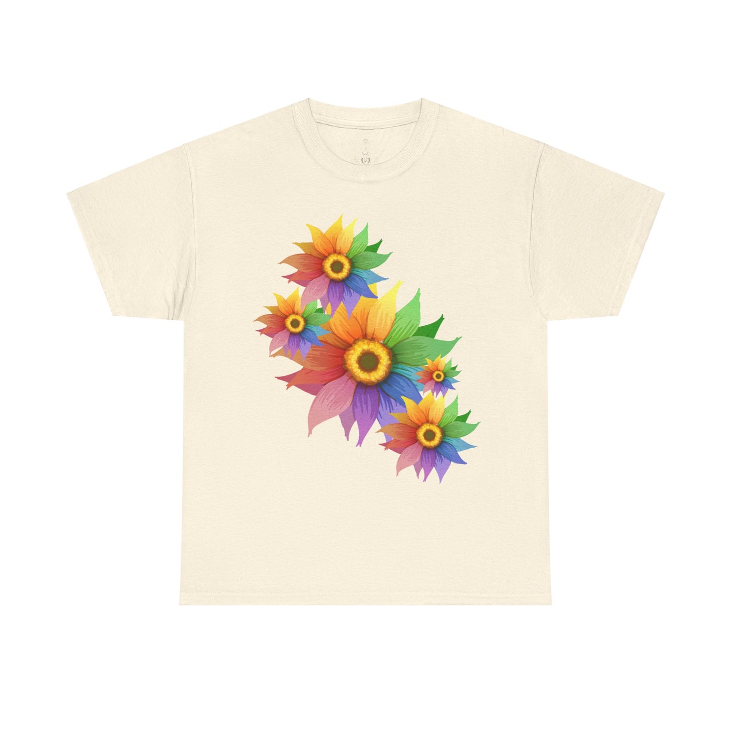 Ts1st Rainbow Sunflower Unisex Heavy Cotton Tee