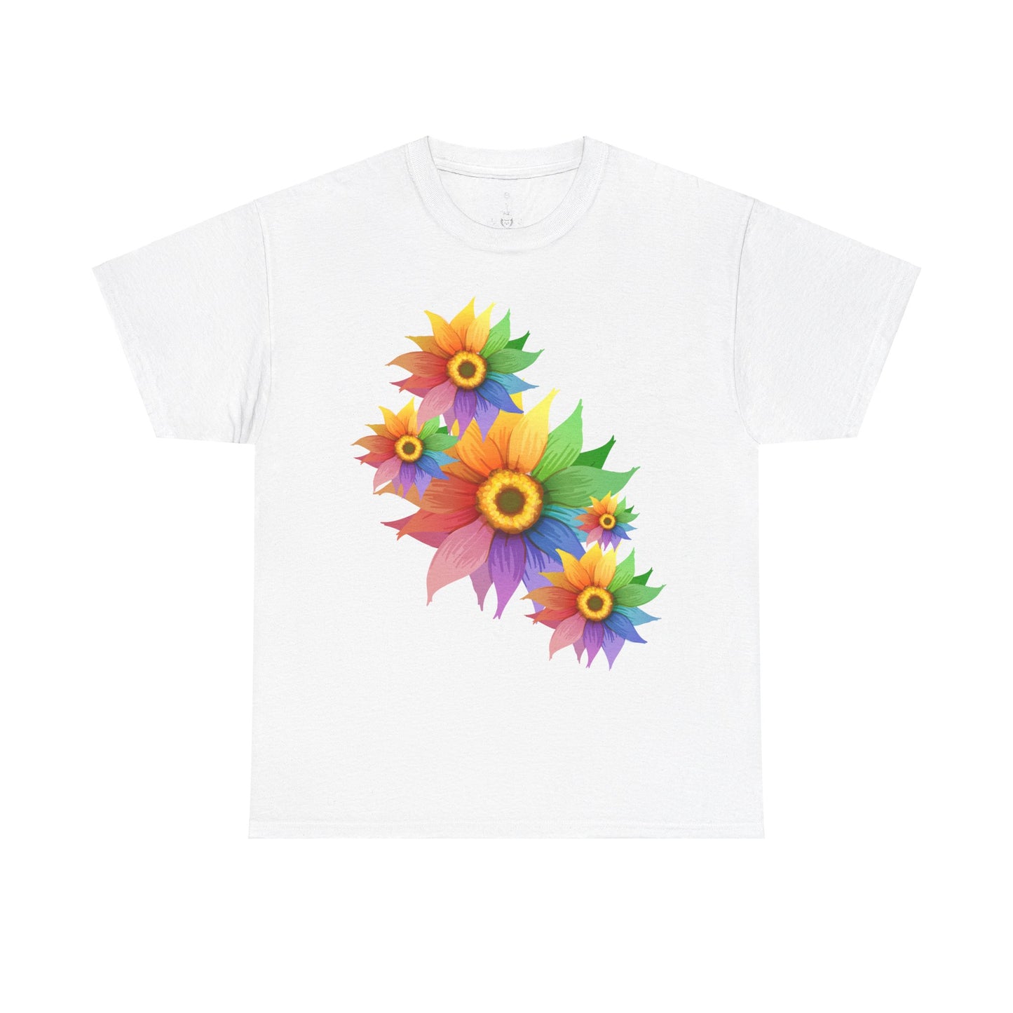 Ts1st Rainbow Sunflower Unisex Heavy Cotton Tee