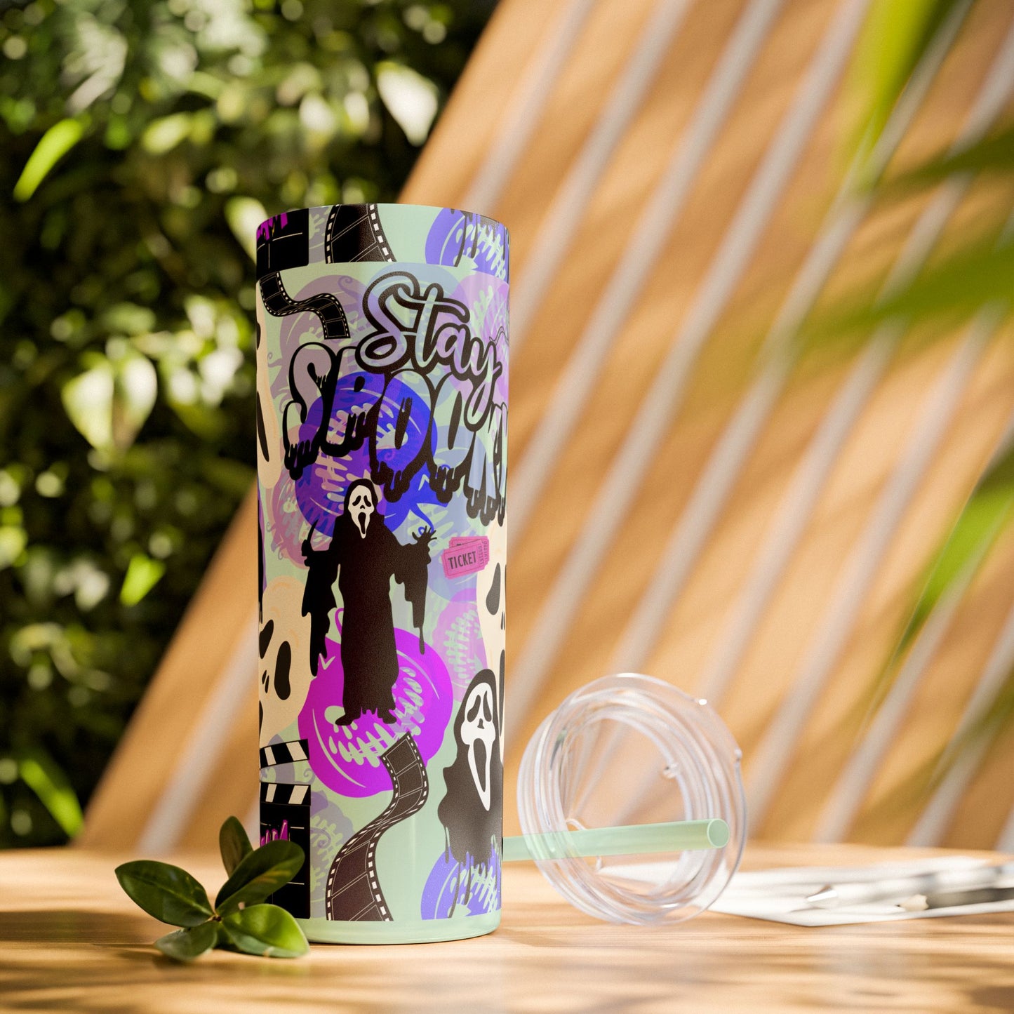 Ts1st - "Sip on Style: Ghost Face-Inspired Maars Personalized Skinny Tumblers"