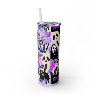 Ts1st - "Sip on Style: Ghost Face-Inspired Maars Personalized Skinny Tumblers"