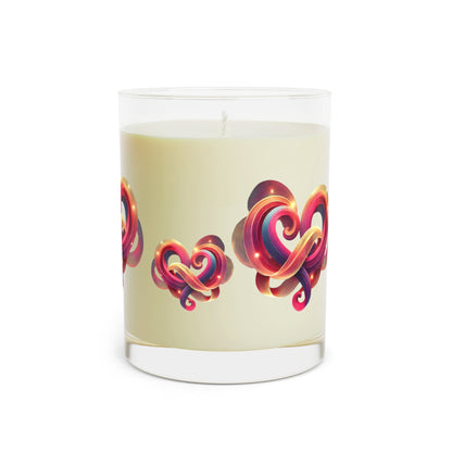 Valentine’s Day Scented Candle with Knotted Heart Design – Luxury Aromatherapy Gift - Full Glass, 11oz