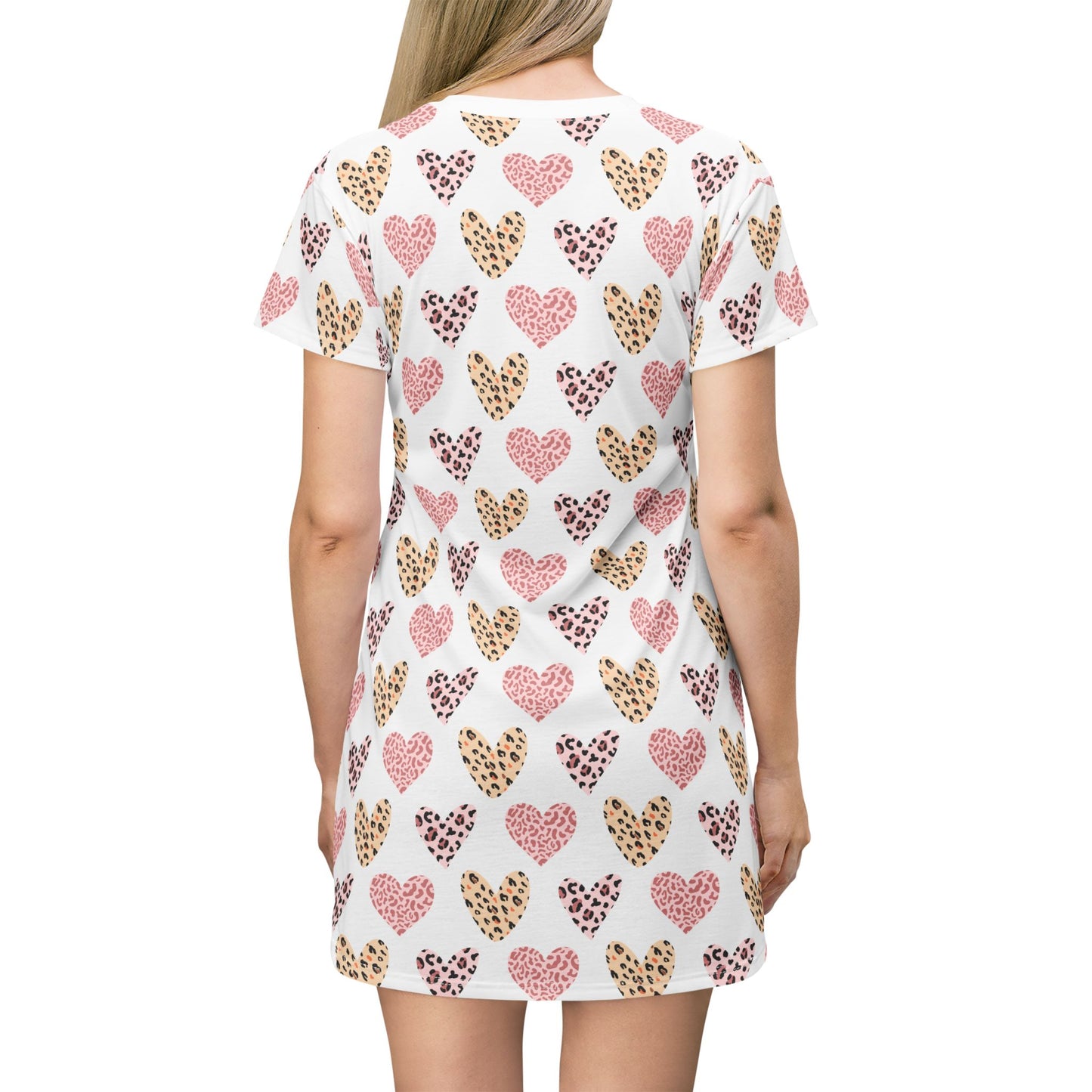 Boho Heart Print All-Over-Print T-Shirt Dress – Effortless Style & Comfort - By Ts1st Shop