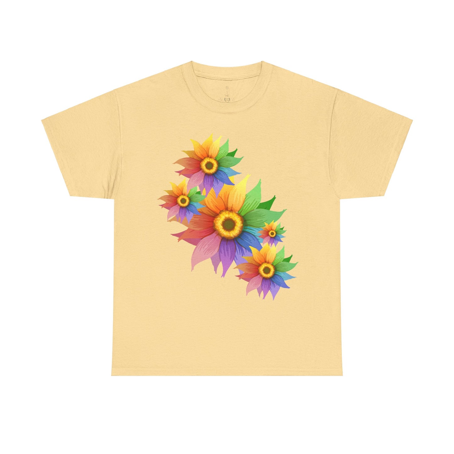 Ts1st Rainbow Sunflower Unisex Heavy Cotton Tee