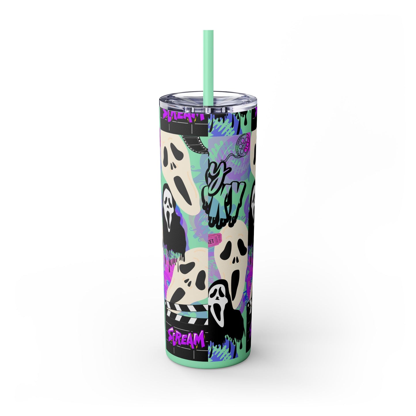 Ts1st - "Sip on Style: Ghost Face-Inspired Maars Personalized Skinny Tumblers"