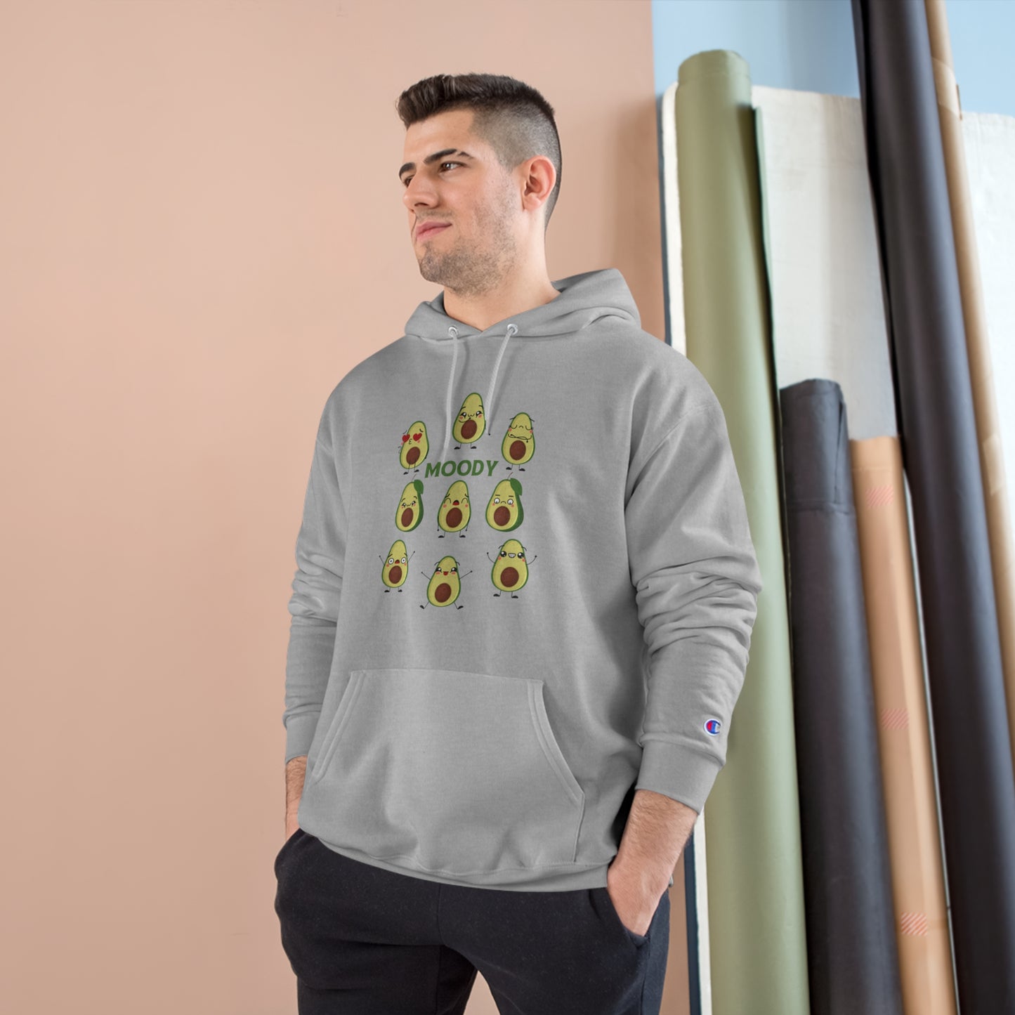 Ts1st LLC – Custom Champion S700 Eco Hoodie: Featuring Moody Avocados Design