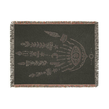 Boho Evil Eye Hand Woven Cotton Throw Blanket – Cozy and Chic Design