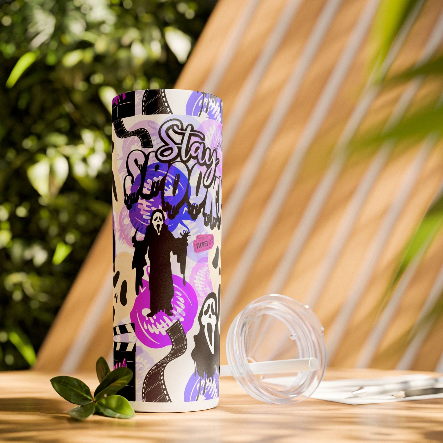 Ts1st - "Sip on Style: Ghost Face-Inspired Maars Personalized Skinny Tumblers"