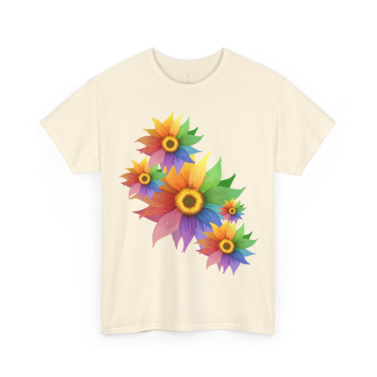 Ts1st Rainbow Sunflower Unisex Heavy Cotton Tee