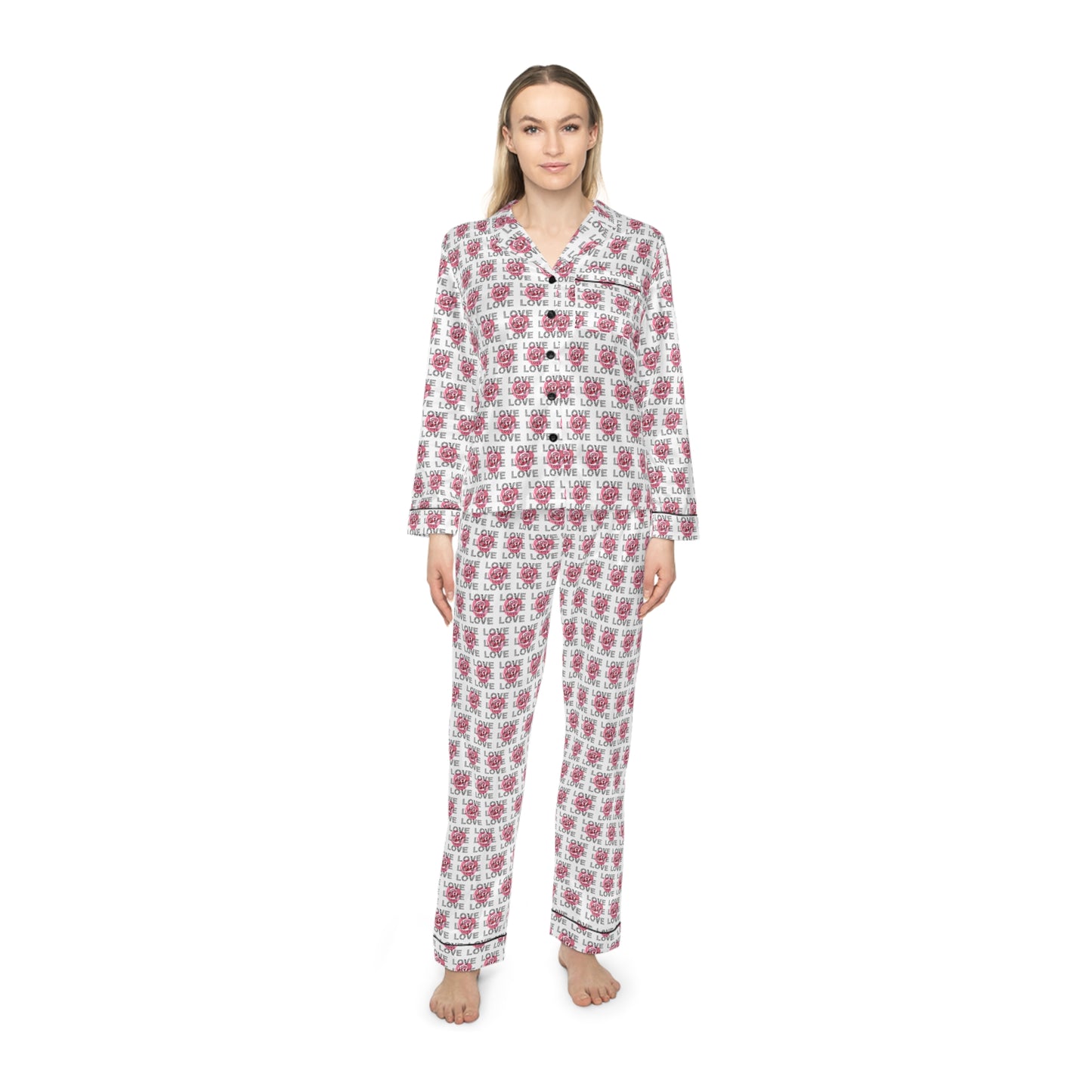 Silky Smooth Valentine's Love Print Pajamas – Luxurious Comfort for Women - By Ts1st Shop