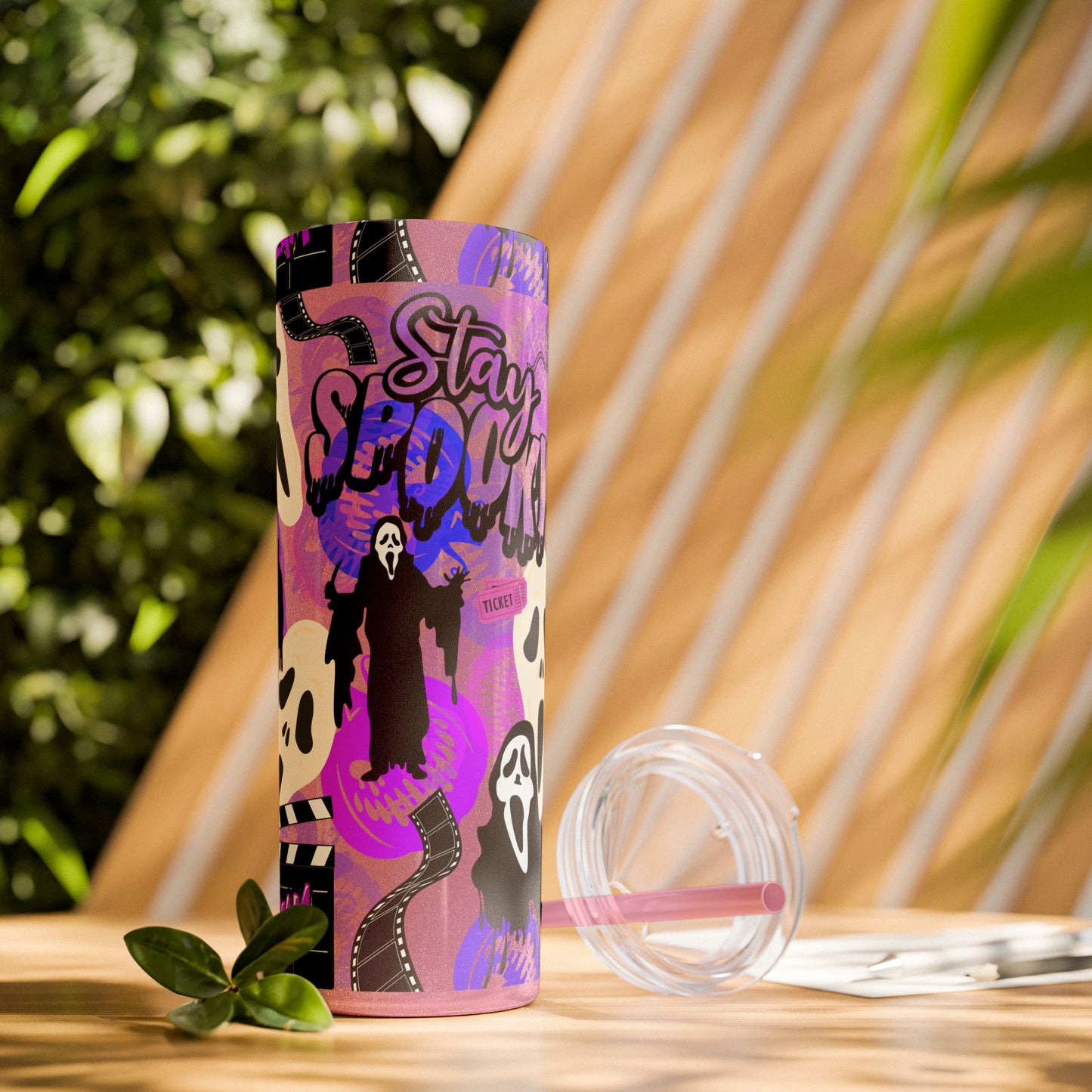 Ts1st - "Sip on Style: Ghost Face-Inspired Maars Personalized Skinny Tumblers"