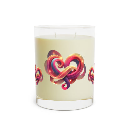 Valentine’s Day Scented Candle with Knotted Heart Design – Luxury Aromatherapy Gift - Full Glass, 11oz