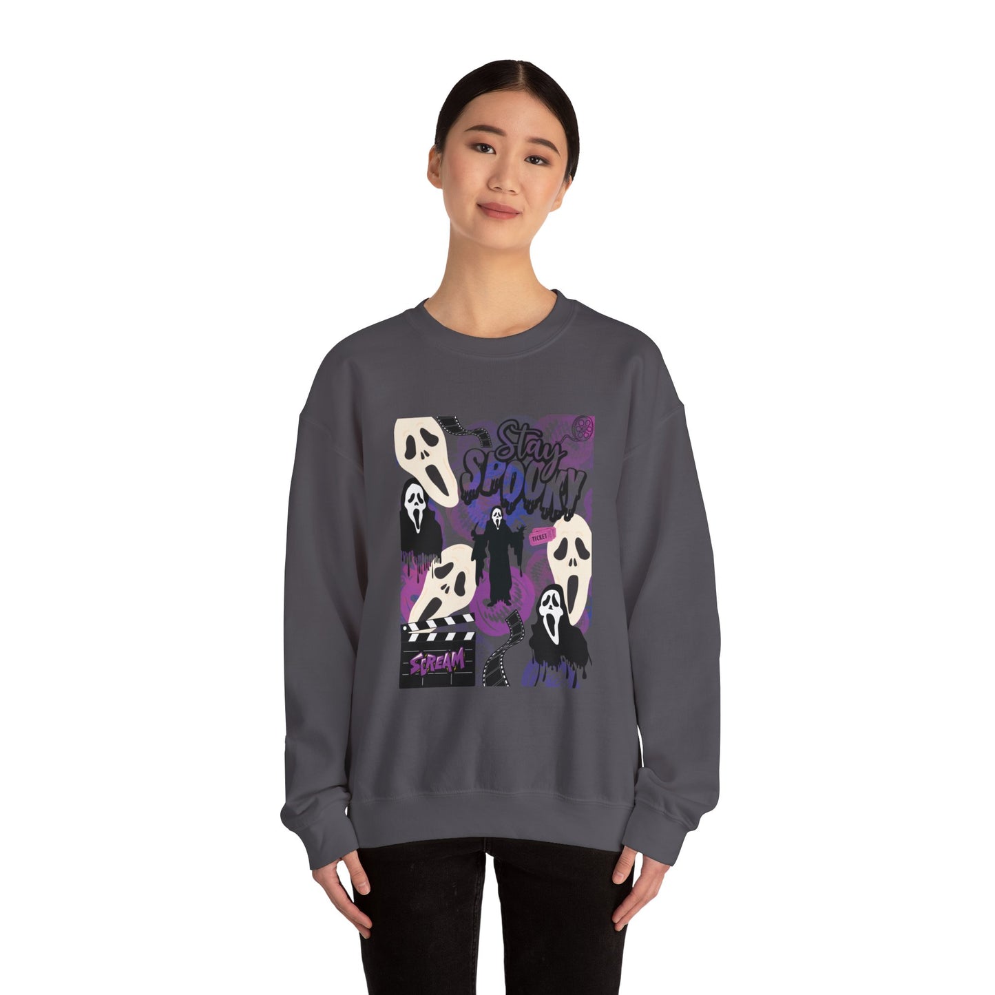 Ts1st - Ghost Face Inspired Unisex Heavy Blend Crewneck Sweatshirt