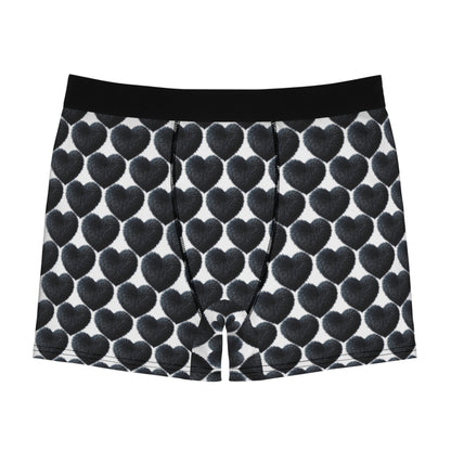 Men’s Valentine’s Day Boxer Briefs – Black Fuzzy Heart Design - By Ts1st