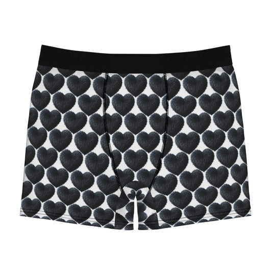 Men’s Valentine’s Day Boxer Briefs – Black Fuzzy Heart Design - By Ts1st