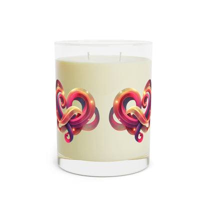 Valentine’s Day Scented Candle with Knotted Heart Design – Luxury Aromatherapy Gift - Full Glass, 11oz