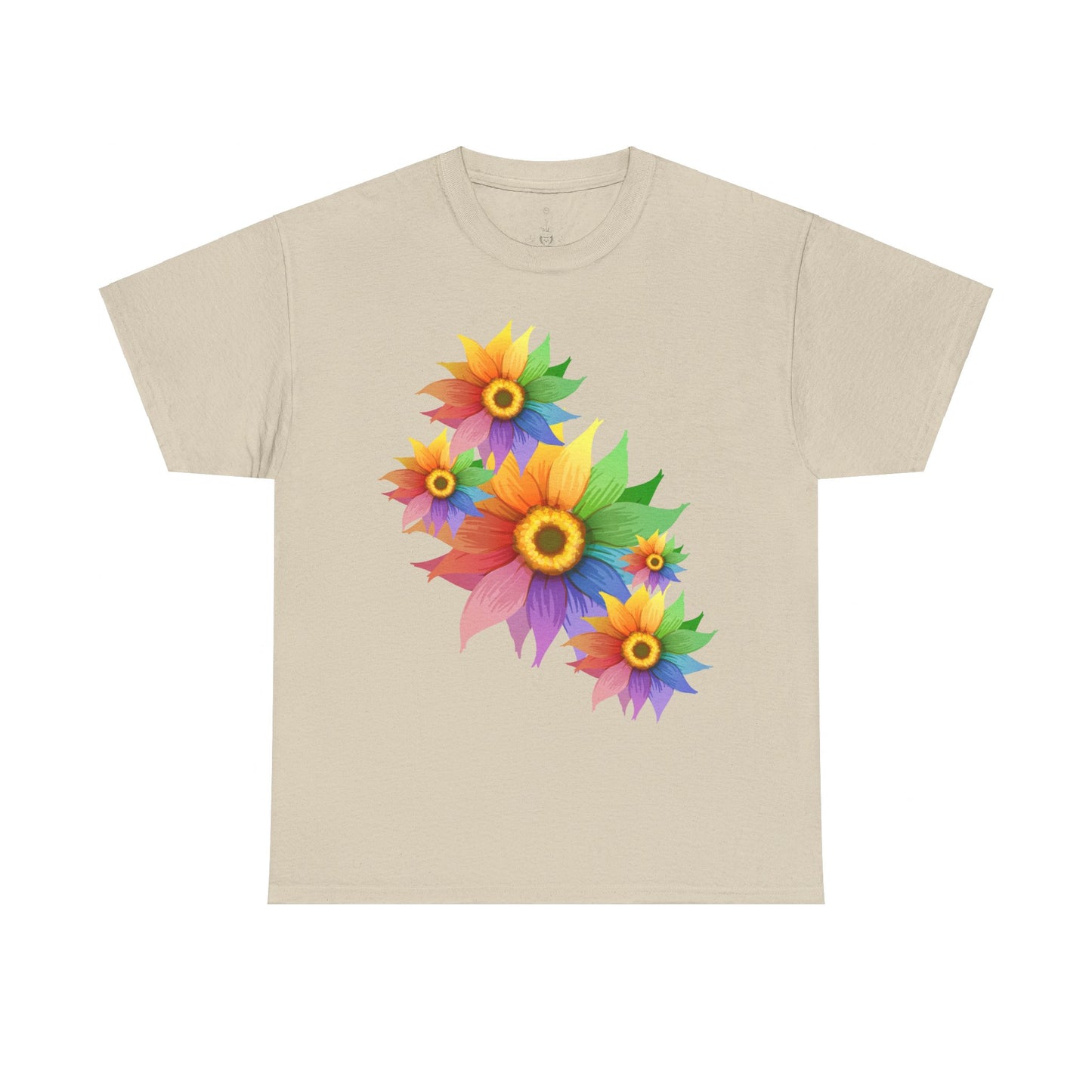 Ts1st Rainbow Sunflower Unisex Heavy Cotton Tee