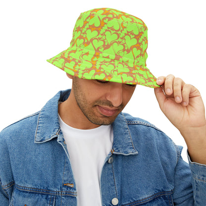 Green Hearts Unisex Bucket Hat – Bold and Fun All-Over Print - By Ts1st Shop