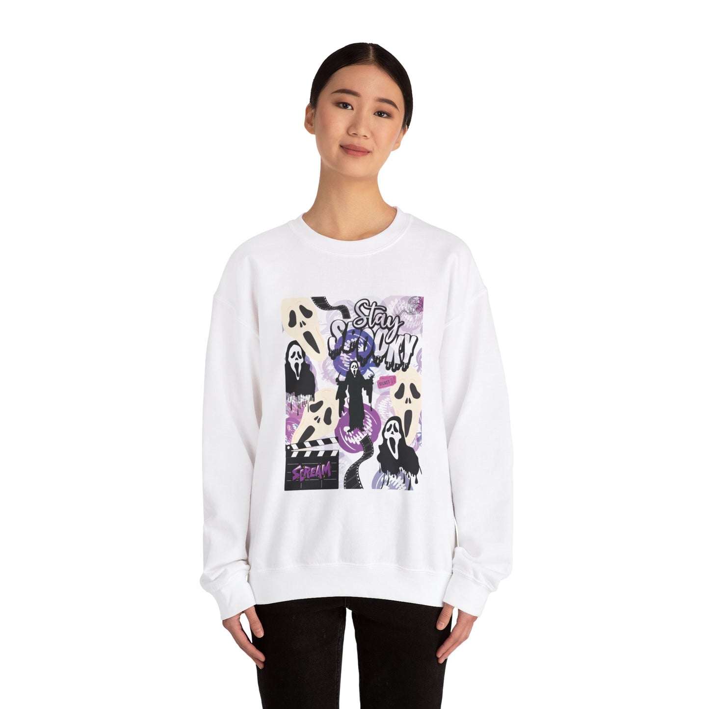 Ts1st - Ghost Face Inspired Unisex Heavy Blend Crewneck Sweatshirt