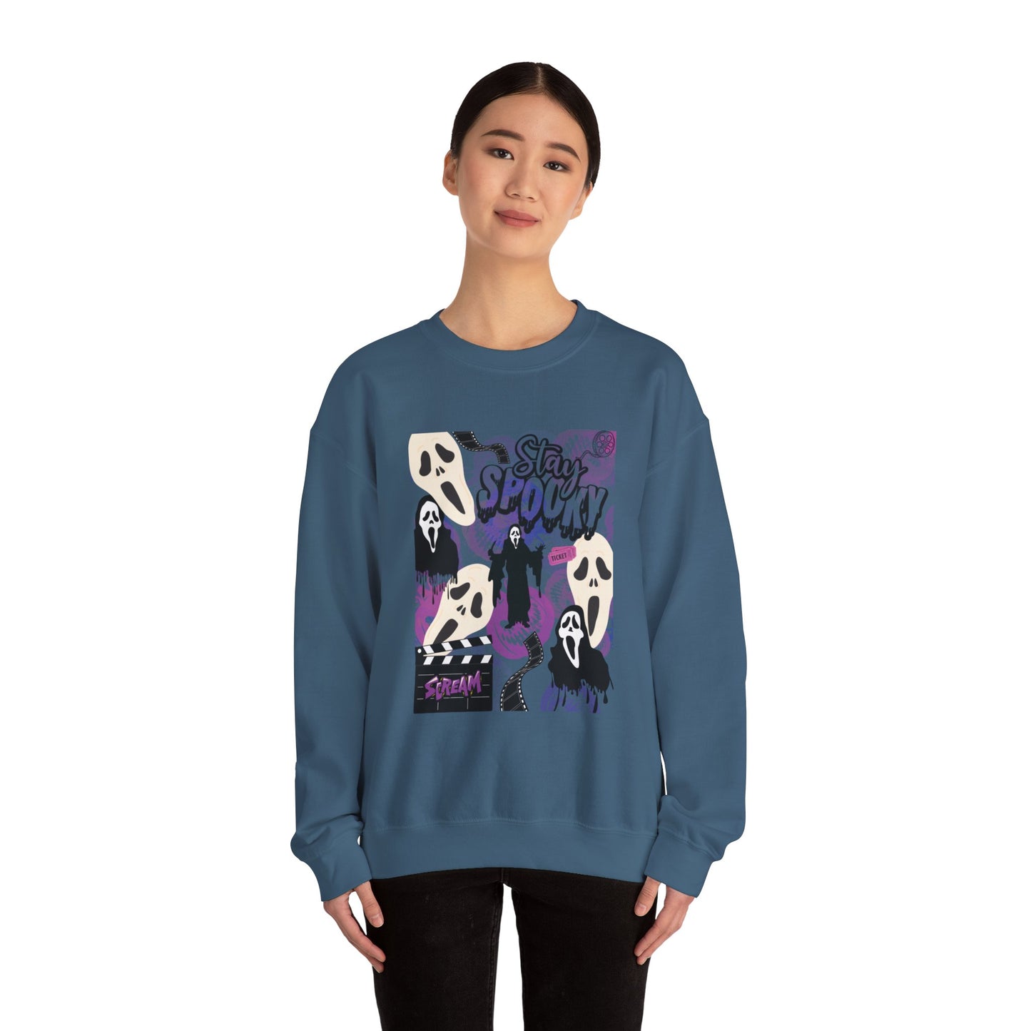 Ts1st - Ghost Face Inspired Unisex Heavy Blend Crewneck Sweatshirt