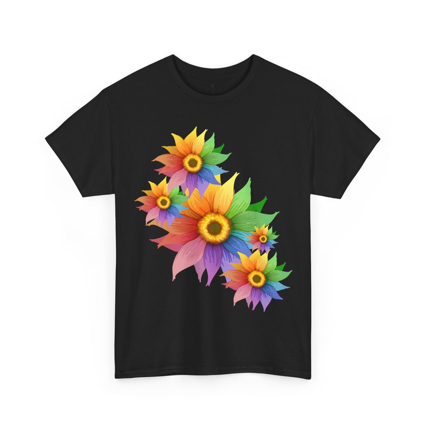 Ts1st Rainbow Sunflower Unisex Heavy Cotton Tee