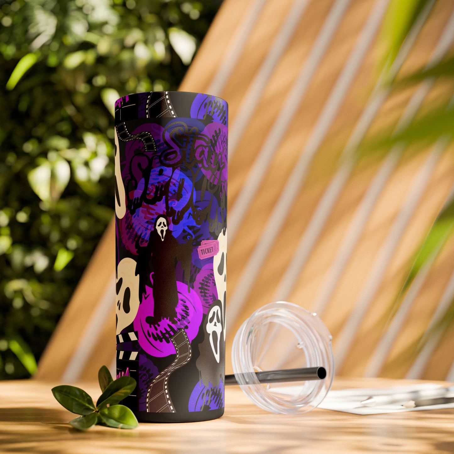 Ts1st - "Sip on Style: Ghost Face-Inspired Maars Personalized Skinny Tumblers"