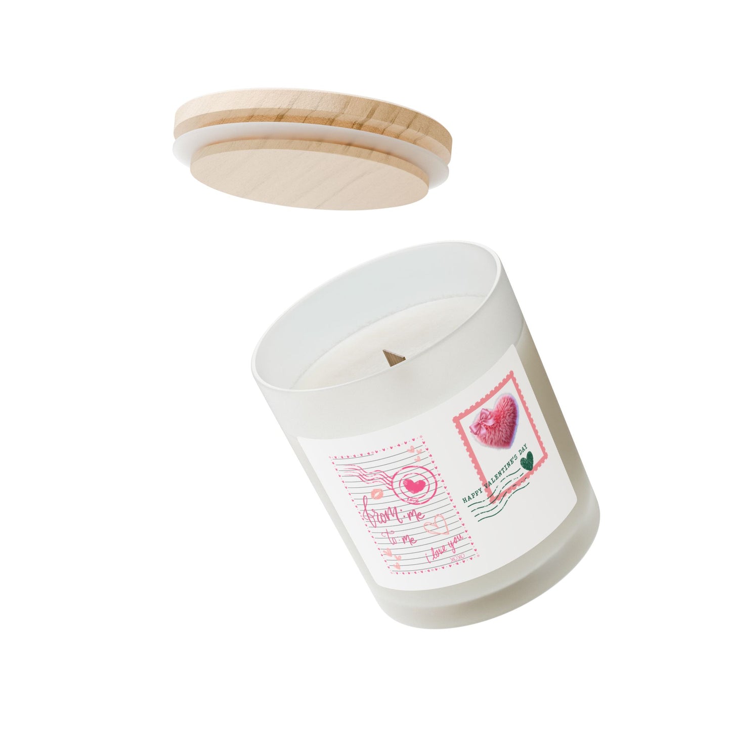 Unique Valentine’s Day Frost Candle with Wooden Wick – Luxury Aromatherapy Gift  - 11oz