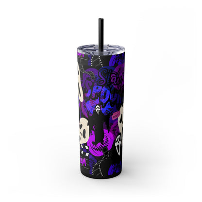 Ts1st - "Sip on Style: Ghost Face-Inspired Maars Personalized Skinny Tumblers"