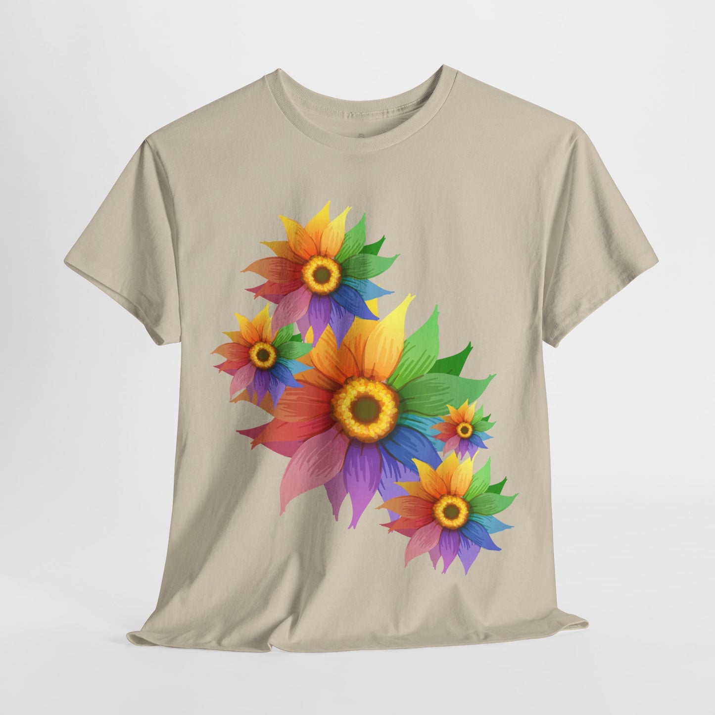 Ts1st Rainbow Sunflower Unisex Heavy Cotton Tee