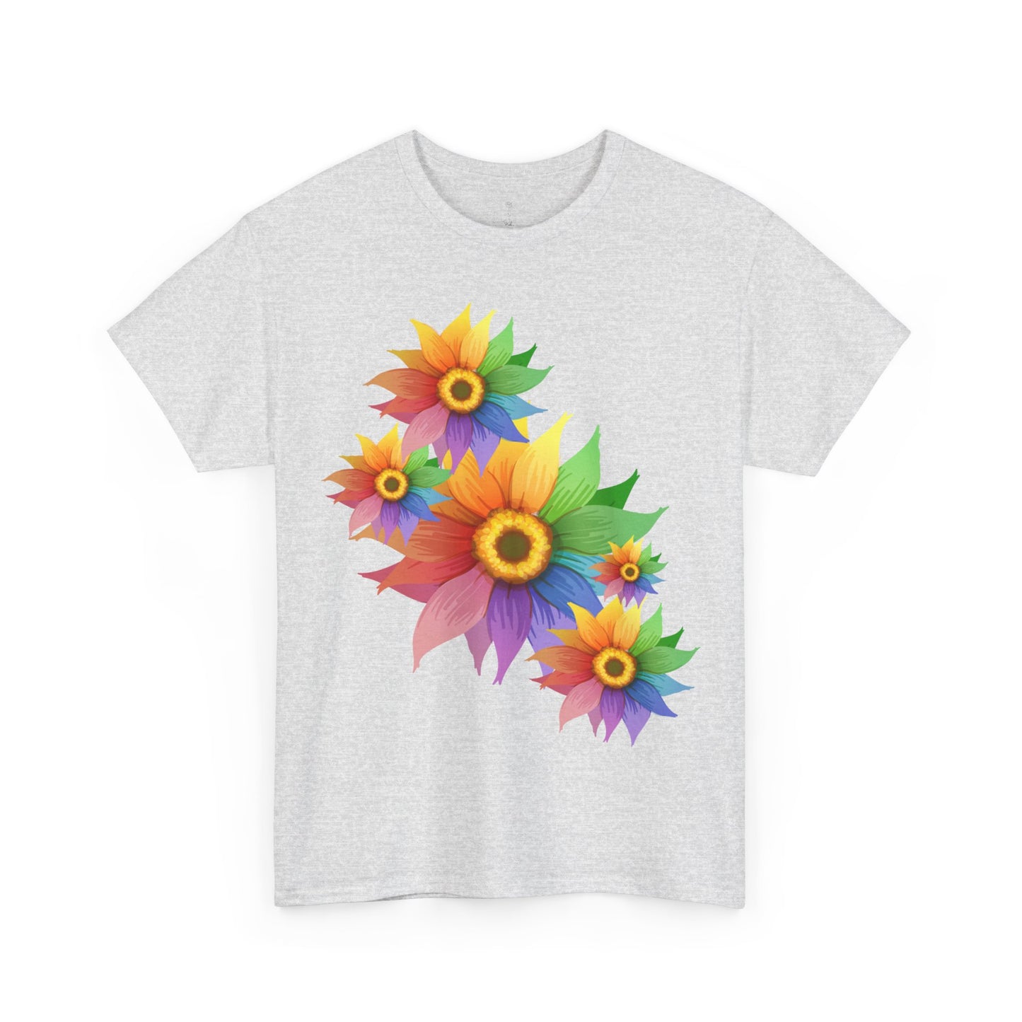 Ts1st Rainbow Sunflower Unisex Heavy Cotton Tee