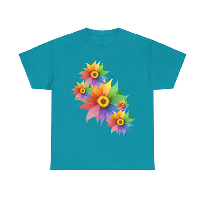 Ts1st Rainbow Sunflower Unisex Heavy Cotton Tee