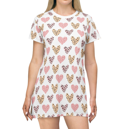 Boho Heart Print All-Over-Print T-Shirt Dress – Effortless Style & Comfort - By Ts1st Shop