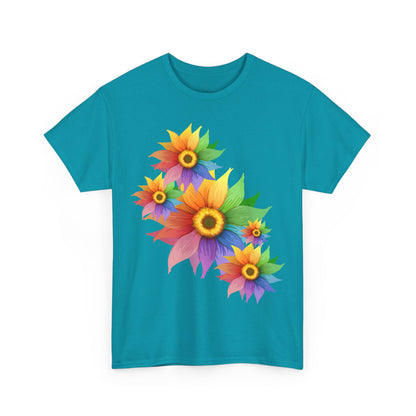 Ts1st Rainbow Sunflower Unisex Heavy Cotton Tee