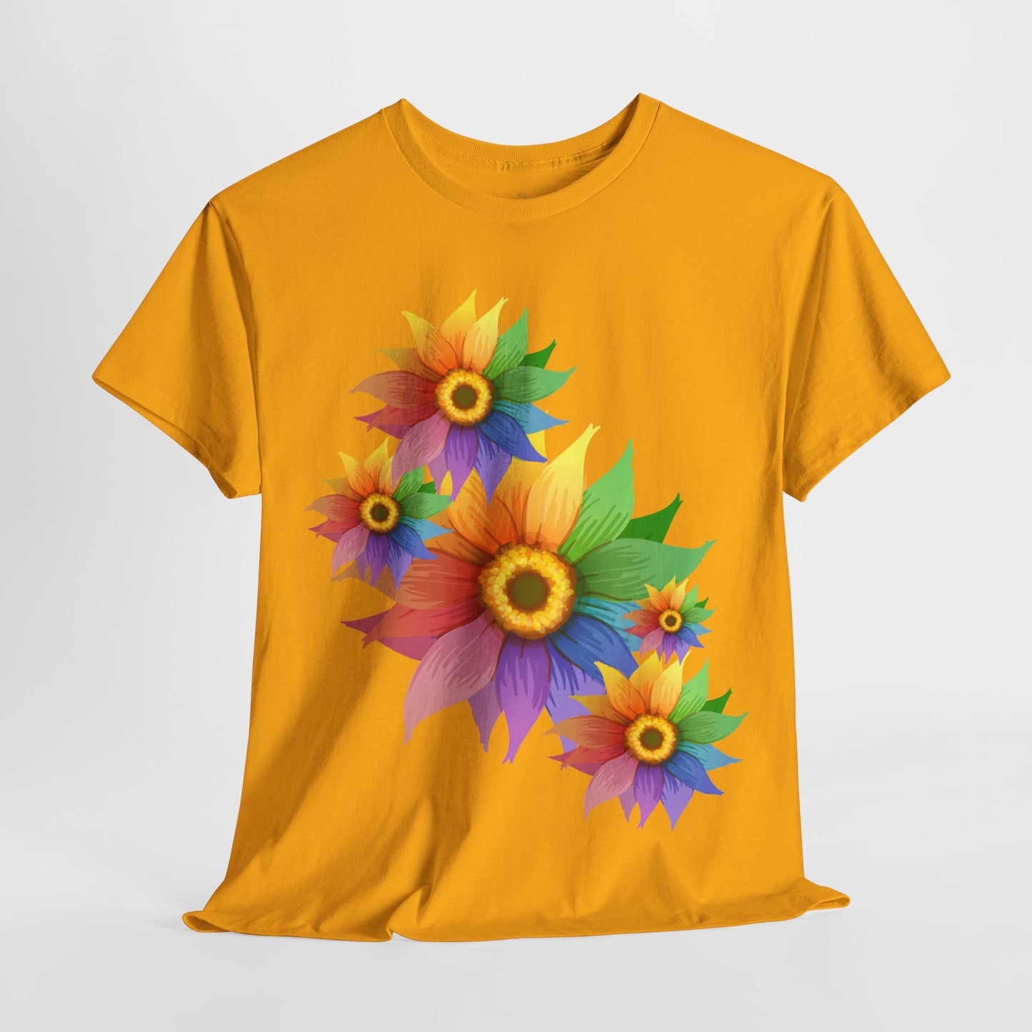 Ts1st Rainbow Sunflower Unisex Heavy Cotton Tee