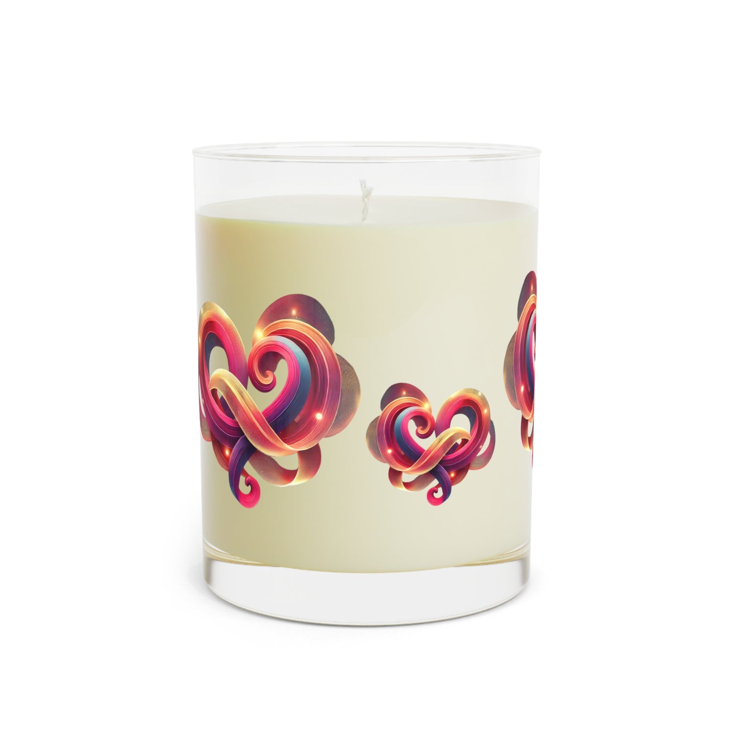 Valentine’s Day Scented Candle with Knotted Heart Design – Luxury Aromatherapy Gift - Full Glass, 11oz