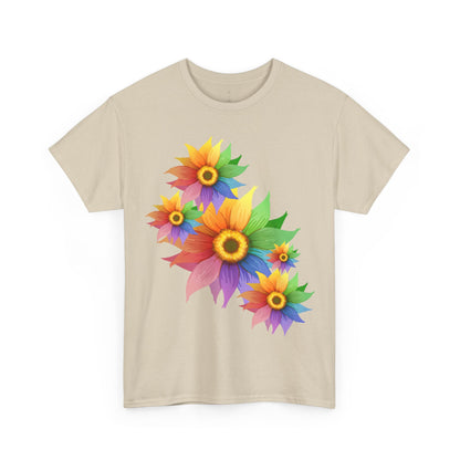 Ts1st Rainbow Sunflower Unisex Heavy Cotton Tee