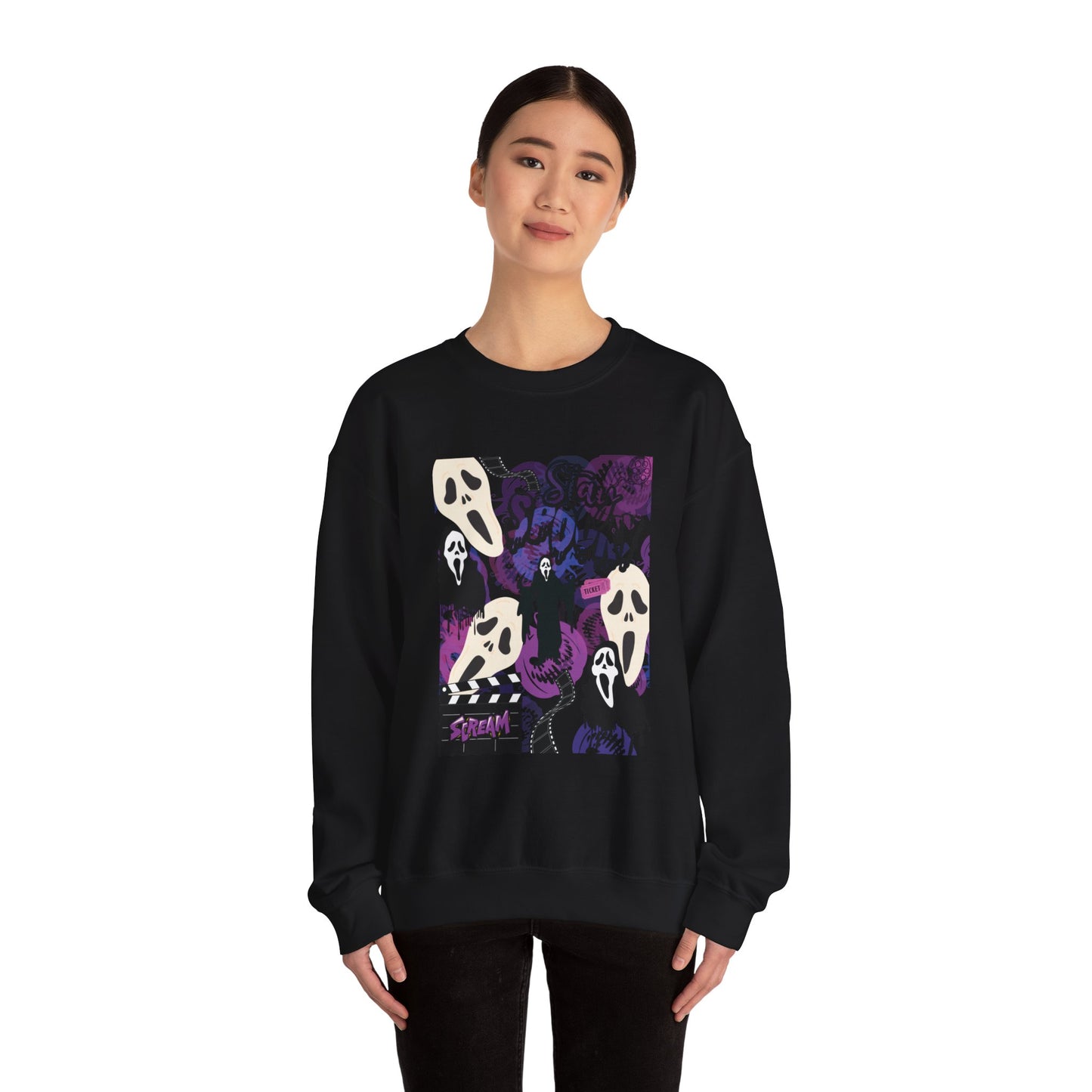 Ts1st - Ghost Face Inspired Unisex Heavy Blend Crewneck Sweatshirt