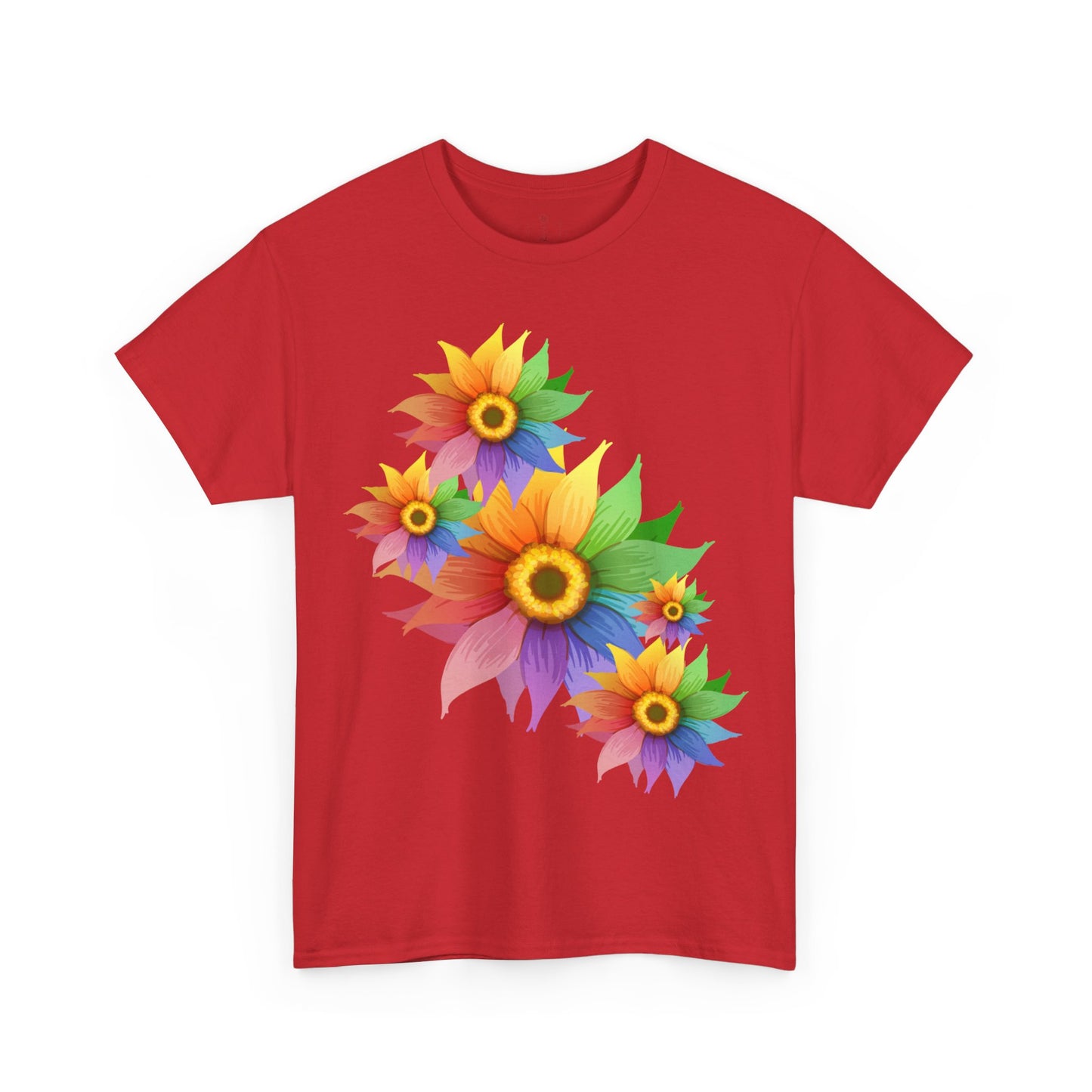 Ts1st Rainbow Sunflower Unisex Heavy Cotton Tee